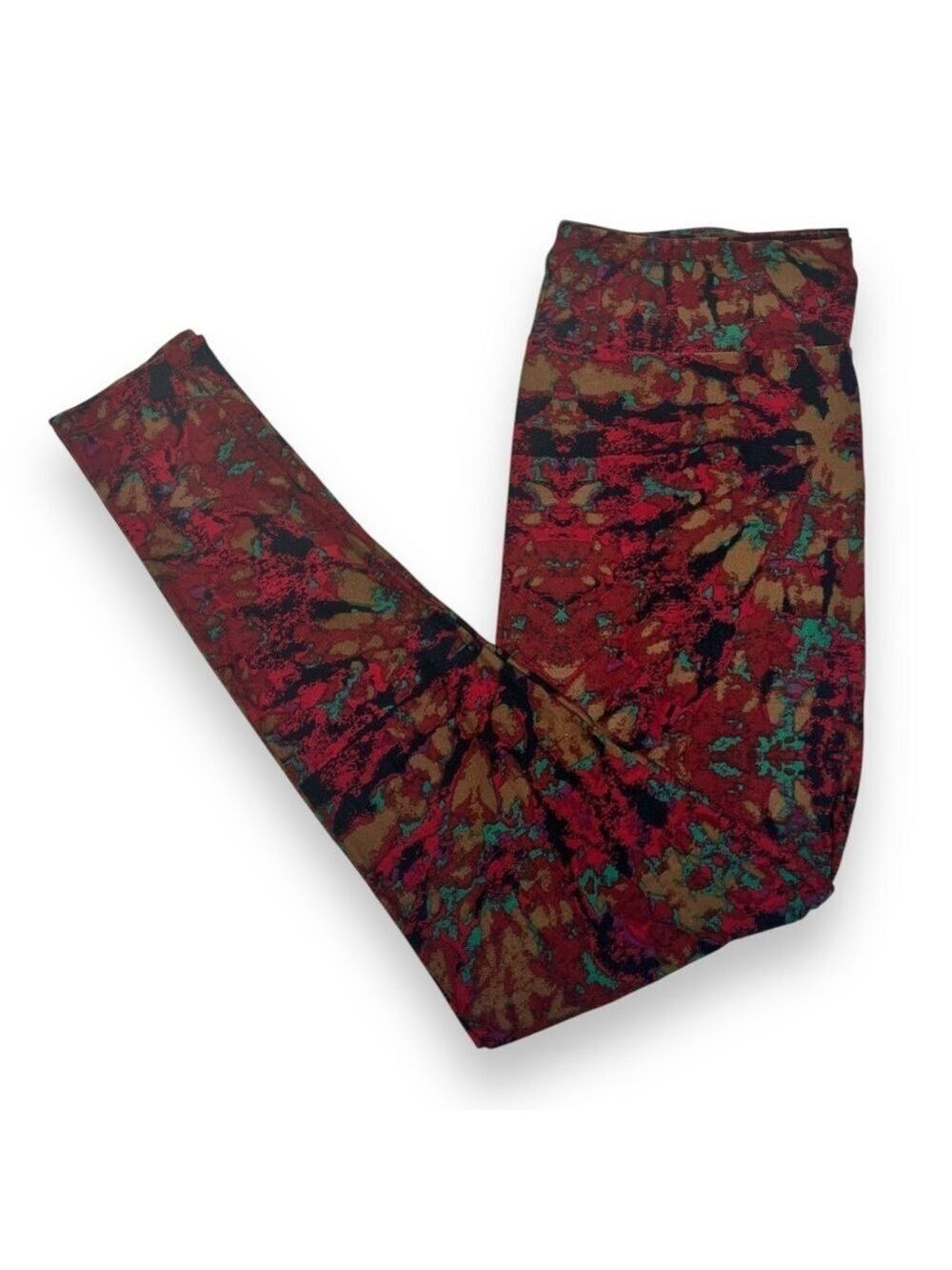 Lularoe Women’s Tall & Curvy Leggings Burgundy Tie Dye Size TC